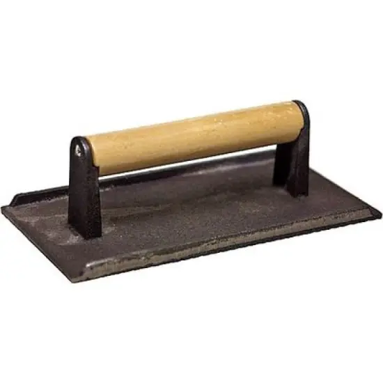 Adcraft Bacon Press Steak Weight, Cast Iron with Hardwood Handle, 4.25" x 8.25", 2.5 Pounds {1}