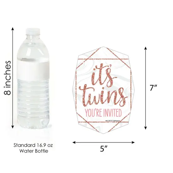 Big Dot of Happiness It's Twin Girls - Shaped Fill-in Invitations - Pink and Rose Gold Twins Baby Shower Invitation Cards with Envelopes - Set of 12 {6}