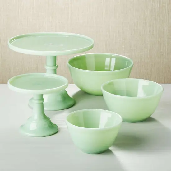 Mosser Glass Jadeite Mixing Bowl Set (Set of 3), Green Glass {5}