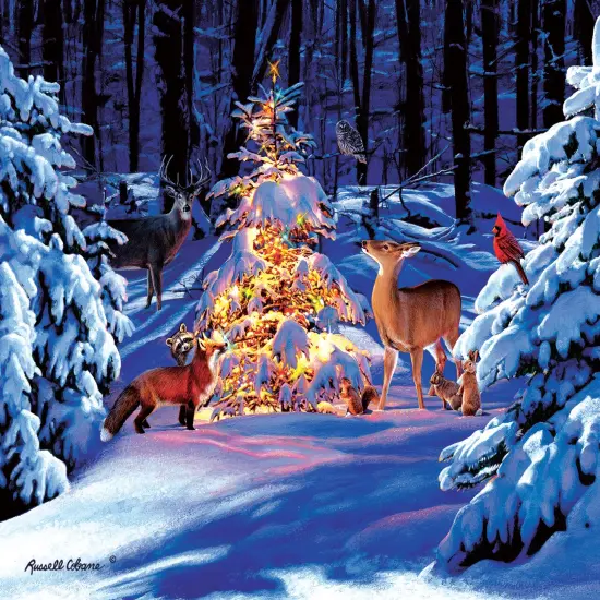 Sunsout Woodland Glow 550 pc Christmas Jigsaw Puzzle 36686 {1}