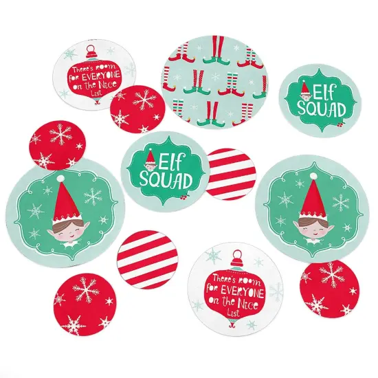 Big Dot of Happiness Elf Squad - Kids Elf Christmas and Birthday Party Giant Circle Confetti - Party Decorations - Large Confetti 27 Count {1}