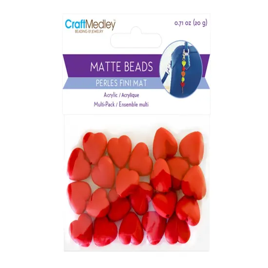 Craft Medley Plastic Beads 20g-Heart Red {1}