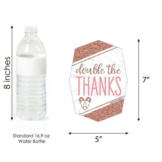 Big Dot of Happiness It's Twin Girls - Shaped Thank You Cards - Pink and Rose Gold Twins Baby Shower Thank You Note Cards with Envelopes - Set of 12 {7}