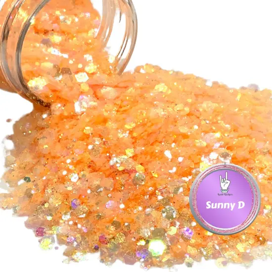 Sunny D Orange Iridescent Pixie for Poxy Chunky Glitter Mix {1}