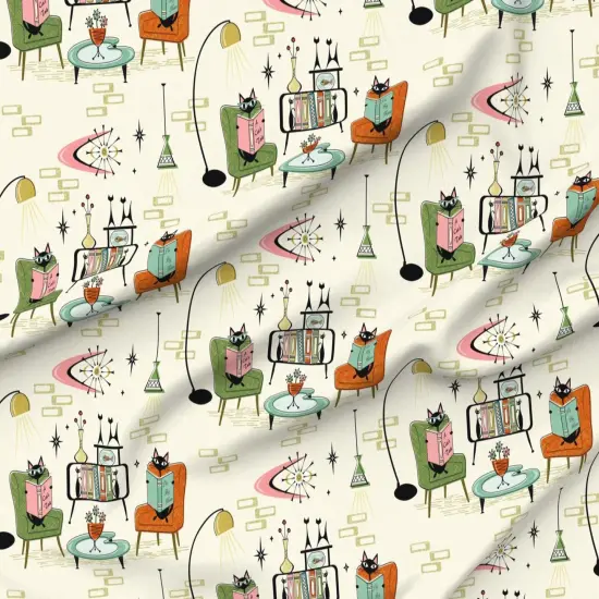 Various Fabrics by the Yard or Fat Quarter Mid Century Modern Retro Cats 1950S Inspired Atomic Age Vintage Style Custom Printed Fabric by Spoonflower {6}