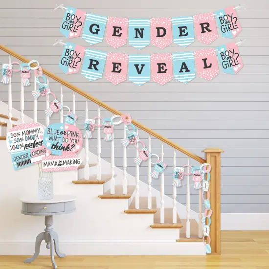 Big Dot of Happiness Baby Gender Reveal - Banner and Photo Booth Decorations - Team Boy or Girl Party Supplies Kit - Doterrific Bundle {4}