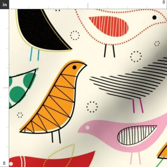 Various Fabrics by the Yard or Fat Quarter Mod, Rainbow, Bird, Nursery, Scandinavian, Gender Neutral, Yellow, Midcentury Custom Printed Fabric by Spoonflower {4}