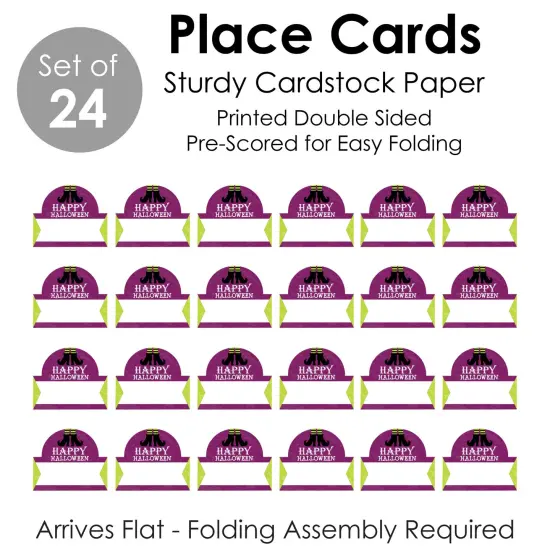 Big Dot of Happiness Happy Halloween - Witch Party Tent Buffet Card - Table Setting Name Place Cards - Set of 24 {7}