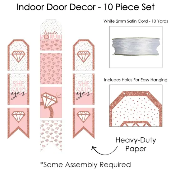 Big Dot of Happiness Bride Squad - Hanging Vertical Paper Door Banners - Rose Gold Bridal Shower Bachelorette Party Wall Decor Kit - Indoor Door Decor {6}