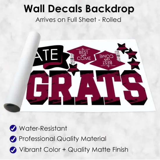 Big Dot of Happiness Maroon Graduation Party Photo Backdrop - Wall Decals {7}
