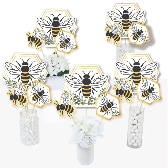 Big Dot of Happiness Little Bumblebee - Bee Baby Shower or Birthday Party Centerpiece Sticks - Table Toppers - Set of 15 {3}