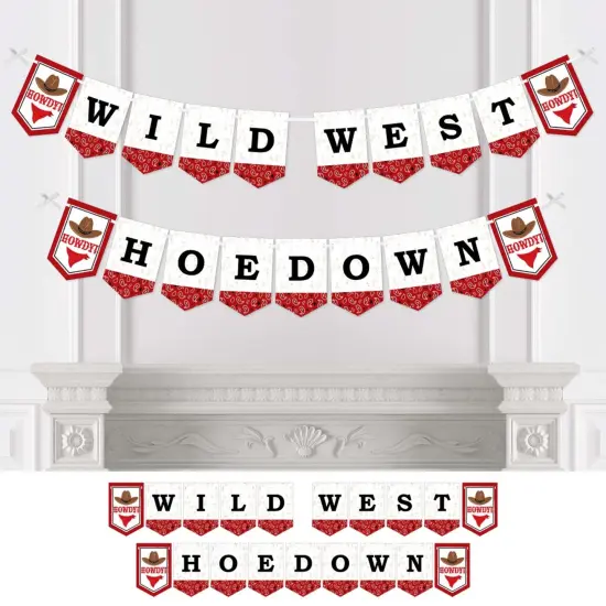 Big Dot of Happiness Western Hoedown - Wild West Cowboy Party Bunting Banner - Party Decorations - Wild West Hoedown {1}