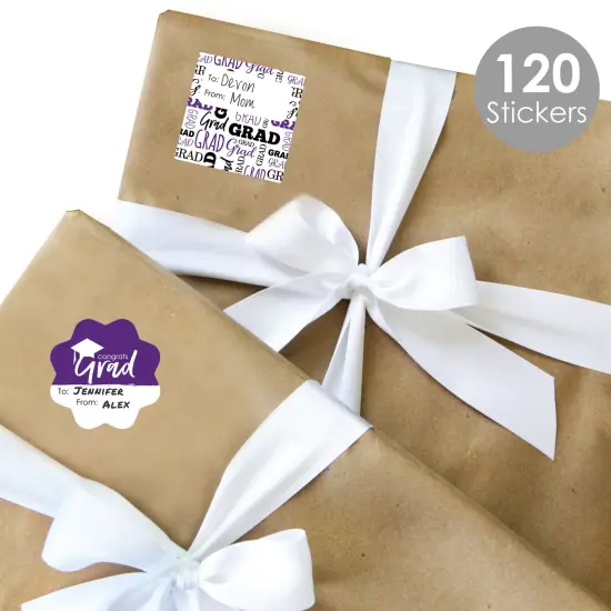 Big Dot of Happiness Purple Grad Best is Yet to Come Assorted Purple Graduation Party Gift Tag Labels To and From Stickers 12 Sheets 120 Stickers {3}