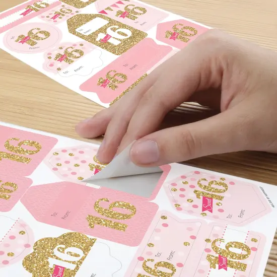 Big Dot of Happiness Sweet 16 - Assorted 16th Birthday Party Gift Tag Labels - To and From Stickers - 12 Sheets - 120 Stickers {6}
