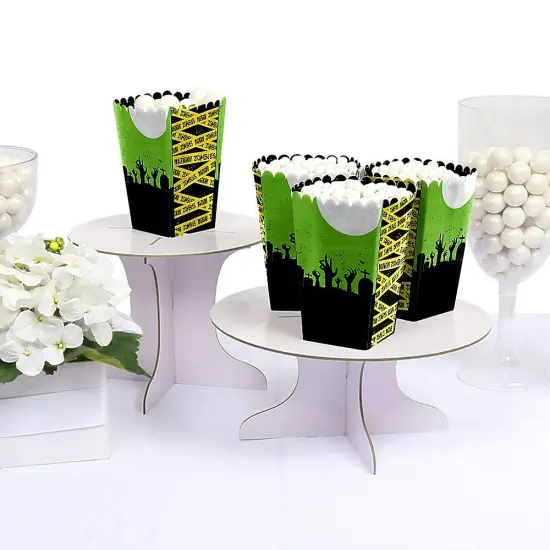 Big Dot of Happiness Zombie Zone - Halloween or Birthday Zombie Crawl Party Favor Popcorn Treat Boxes - Set of 12 {4}