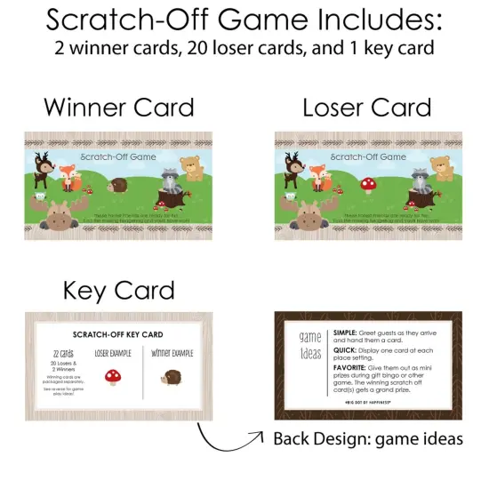 Big Dot of Happiness Woodland Creatures - Baby Shower or Birthday Party Game Scratch Off Cards - 22 Count {6}