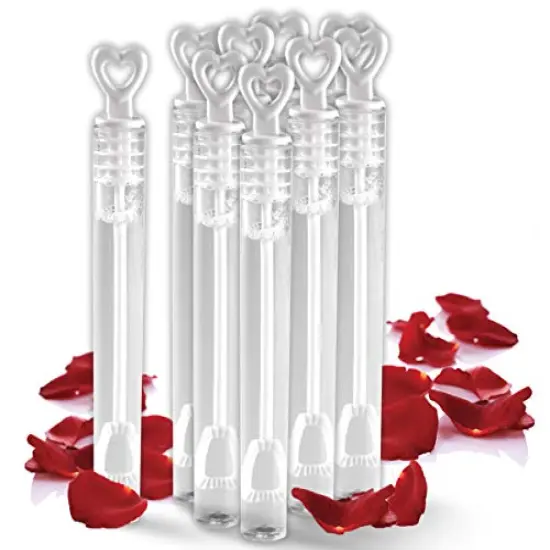 40 Pack Mini Heart Bubble Wands &ndash; Great Wand Bubbles Party Favors for Weddings and Anniversaries {2}