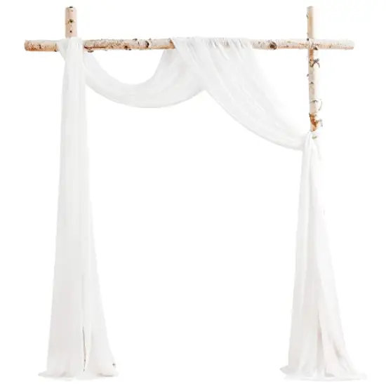 Wedding Arch Draping Fabric 2 Panels 20Ft White Chiffon Fabric Drapes Arbor Drapery Wedding Ceremony Reception Swag Decorations {2}