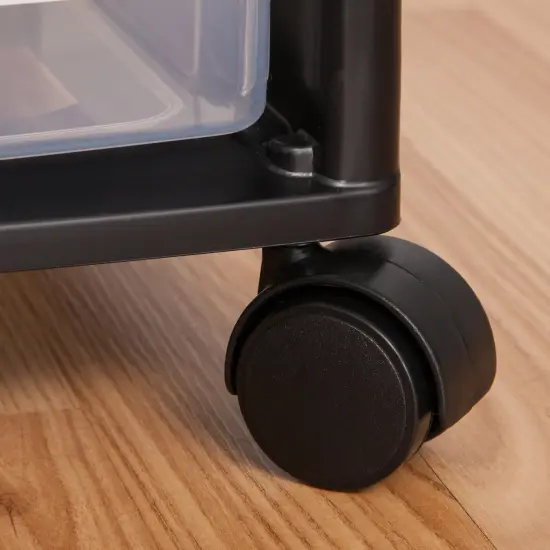 IRIS USA 6 Drawer 12" x 12" Scrapbook Rolling Storage Cart with Organizer Top and 6 Clear Cases, Black/White {5}