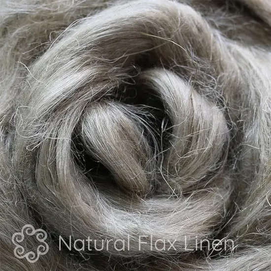2oz Natural Flax Fiber: Undyed Combed Top Roving - Dyeing, Spinning, Blending, Felting, Weaving. Plant Based, Eco Friendly, Vegan Natural Brown {1}