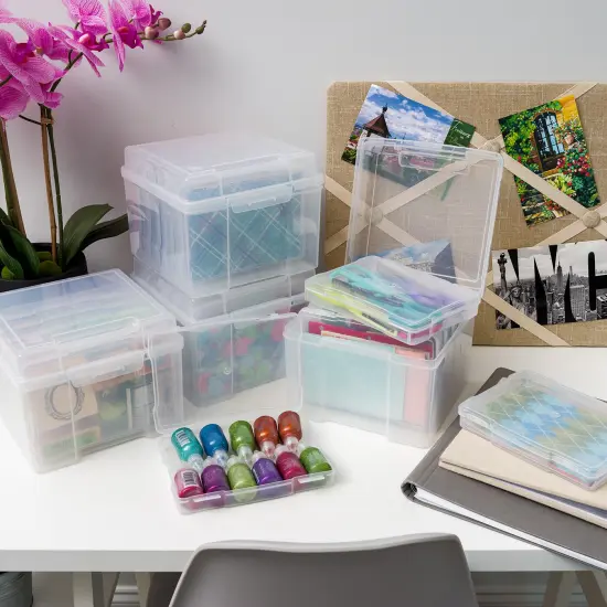 IRIS USA 5" x 7" Photo Storage and Embellishment Craft Keeper with 6 Cases, Clear {3}