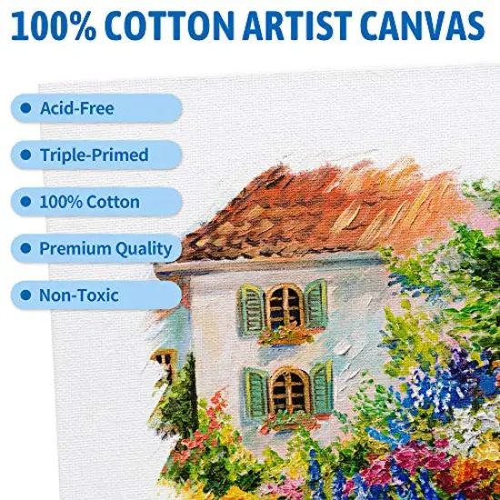 12 Pack Painting-Canvas-Panels,8x10 Inch Canvas Board Super Value Canvases,100% Cotton,Primed Canvas Panel,Acid Free,Artist Canvas Boards for Professionals,Hobby Painters,Students & Kids. {6}