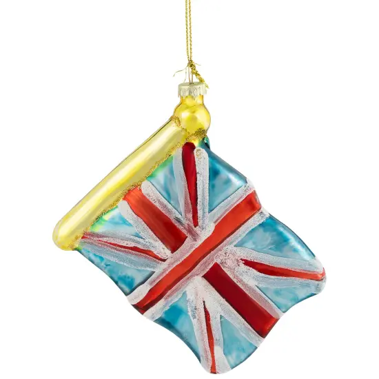 Northlight 3.5" Union Jack Flag Glass Christmas Ornament Red {1}