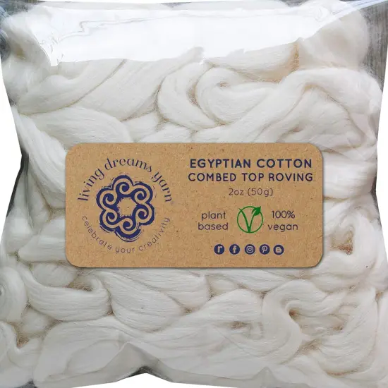 2oz Egyptian Cotton Fiber: Natural Undyed Combed Top Roving, Dyeing, Spinning, Blending, Felting, Weaving. Plant Based, Eco Friendly, Vegan White {2}