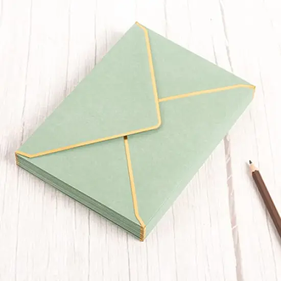 50 Pack A7 Envelopes 5 x 7 Card Envelopes Self-Adhesive V Flap Envelopes with Gold Border for Office, Wedding Gift Cards, Invitations, Graduation, Baby Shower, Parties (Sage Green) {3}