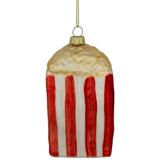 Northlight 4.5" Red and White Popcorn Glass Christmas Ornament {1}