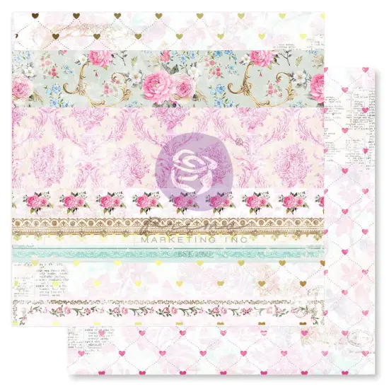 Avec Amour Collection 12x12 Sheet - Together Forever - 1 sheet 12"x12" w/ foil details / paper Scrapbook Supplies Material For Craft Notebooksdecoupage Album Journals Planners Art Journaling Bullet (10 SHEETS) {1}