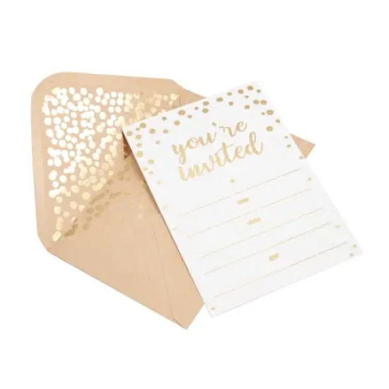 50 Pack Invitation Card - Elegant Greeting Cards &lsquo;&rsquo;You Are Invited&rsquo;&rsquo; In Gold Foil Letters &ndash; For Wedding, Bridal Shower, Baby Shower, Birthday Invitations - 52 Kraft Envelopes Included - 4" x 6" {3}