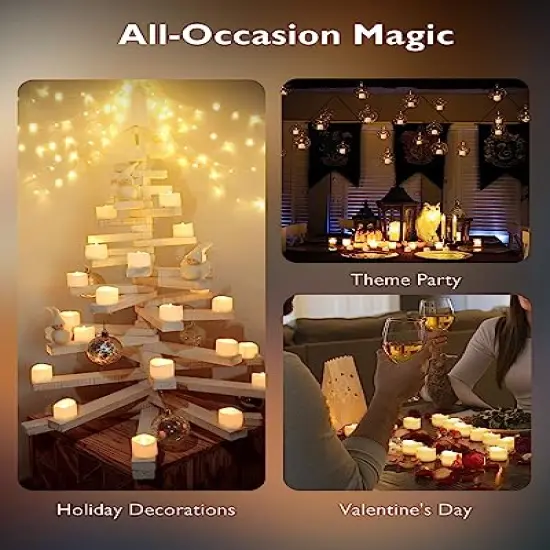 48-Pack Novelty Flickering Flameless Candles, 200Hours Tea Lights Candles Battery Operated, Fake Electric LED Votive Candles, Small Wedding Candles for Table Centerpieces,Proposal,Anniversary {1}