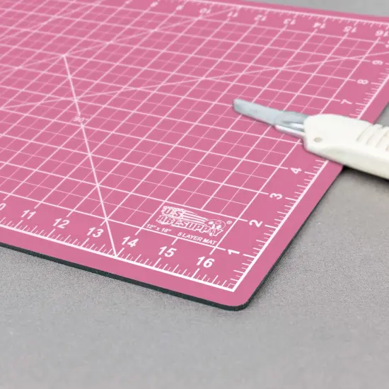 12" x 18" Self-Healing Cutting Mat 5-Ply (2 Pack) - Double-Sided Pink/Blue Craft Mat, Non-Slip Cutting Mats for Crafts, Sewing, Quilting, Scrapbooking {5}
