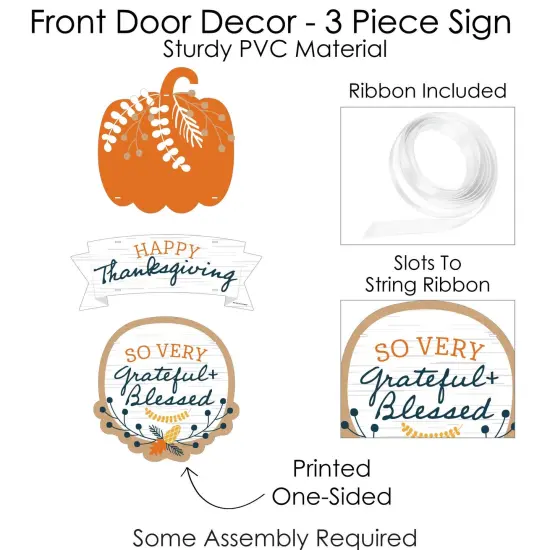 Big Dot of Happiness Happy Thanksgiving - Hanging Porch Fall Harvest Party Outdoor Decorations - Front Door Decor - 3 Piece Sign {6}