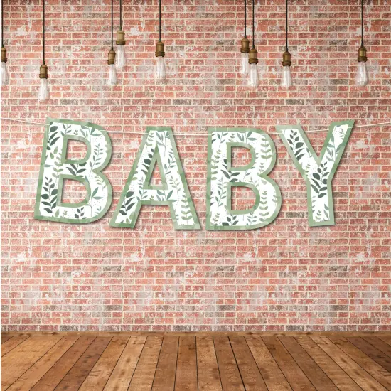 Big Dot of Happiness Boho Botanical Baby - Greenery Baby Shower Party Decorations - BABY - Outdoor Letter Banner {4}