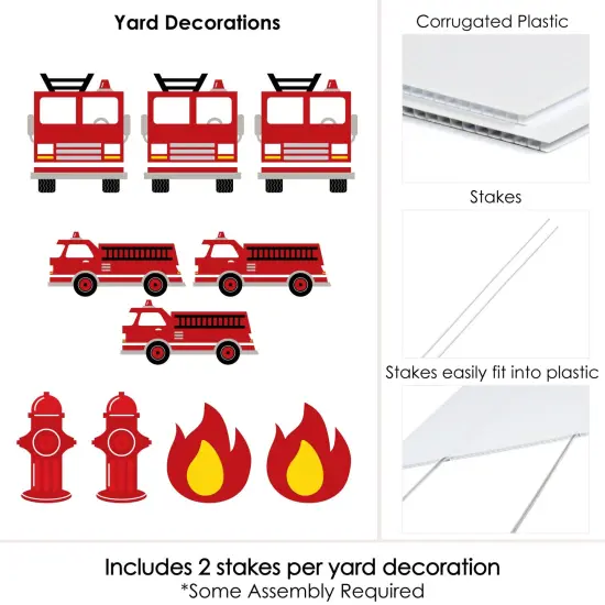 Big Dot of Happiness Fired Up Fire Truck - Lawn Decorations - Outdoor Firefighter Firetruck Baby Shower or Birthday Party Yard Decorations - 10 Piece {7}