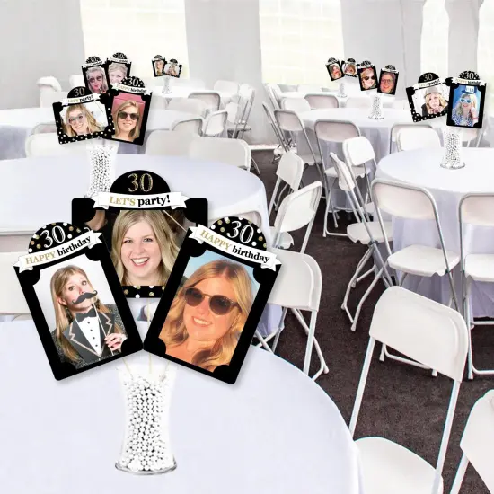 Big Dot of Happiness Adult 30th Birthday - Gold - Birthday Party Picture Centerpiece Sticks - Photo Table Toppers - 15 Pieces {4}