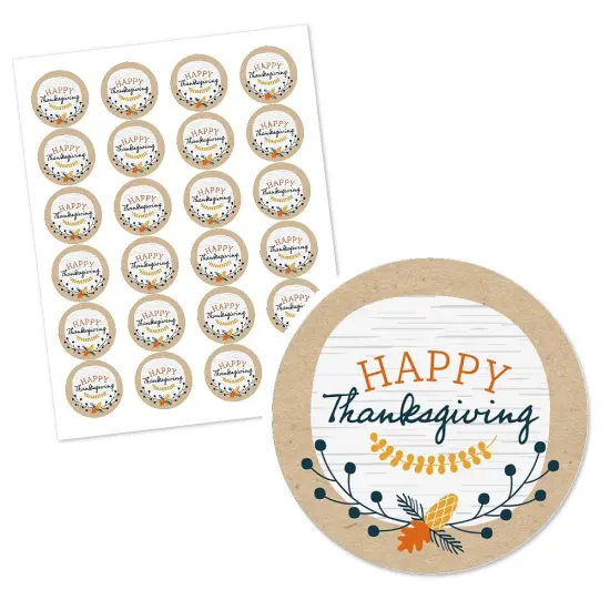 Big Dot of Happiness Happy Thanksgiving - Fall Harvest Party Circle Sticker Labels - 24 Count {3}