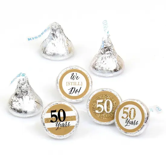 Big Dot of Happiness We Still Do - 50th Wedding Anniversary - Party Round Candy Sticker Favors - Labels Fits Chocolate Candy (1 sheet of 108) {1}