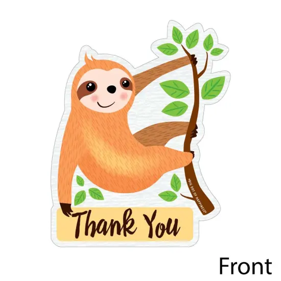 Big Dot of Happiness Let's Hang - Sloth - Shaped Thank You Cards - Baby Shower or Birthday Party Thank You Note Cards with Envelopes - Set of 12 {4}