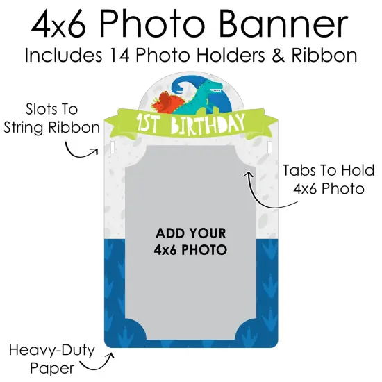 Big Dot of Happiness 1st Birthday Roar Dinosaur - DIY ONEasaurus Dino First Birthday Party Decor - 1-12 Monthly Picture Display - Photo Banner {7}