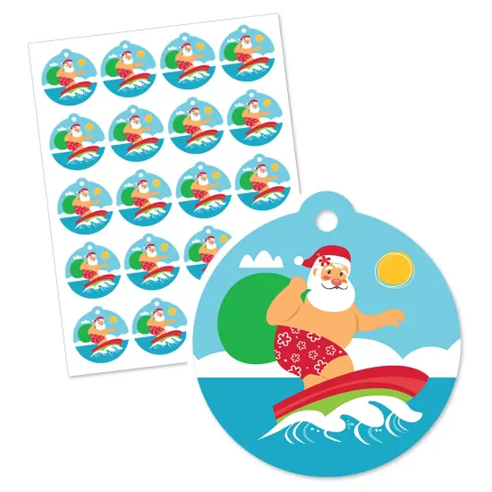 Big Dot of Happiness Tropical Christmas - Beach Santa Holiday Party To and From Favor Gift Tags (Set of 20) {4}