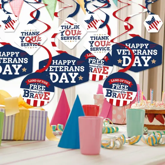 Big Dot of Happiness Happy Veterans Day - Patriotic Hanging Decor - Party Decoration Swirls - Set of 40 {3}