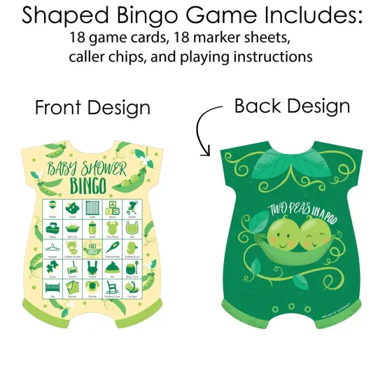 Big Dot of Happiness Double the Fun - Twins Two Peas in a Pod - Picture Bingo Cards and Markers - Baby Shower Shaped Bingo Game - Set of 18 {4}