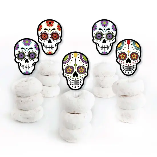 Big Dot of Happiness Day of the Dead - Dessert Cupcake Toppers - Sugar Skull Party Clear Treat Picks - Set of 24 {3}