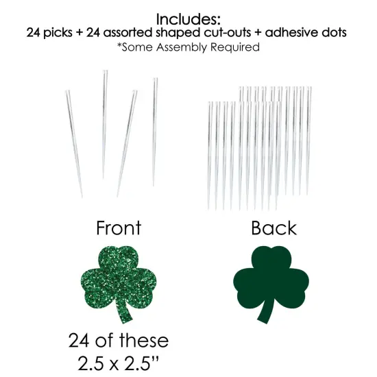 Big Dot of Happiness St. Patrick's Day - Dessert Cupcake Toppers - Saint Paddy's Day Party Clear Treat Picks - Set of 24 {7}