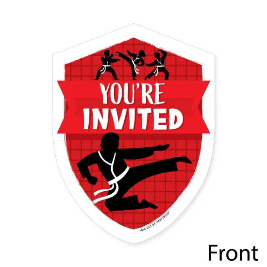 Big Dot of Happiness Karate Master - Shaped Fill-In Invitations - Martial Arts Birthday Party Invitation Cards with Envelopes - Set of 12 {4}