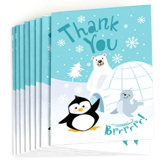 Big Dot of Happiness Arctic Polar Animals - Winter Baby Shower or Birthday Party Thank You Cards (8 Count) {3}