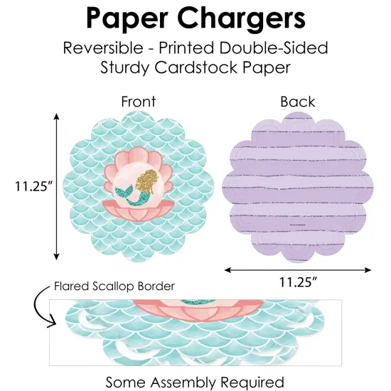 Big Dot of Happiness Let&rsquo;s Be Mermaids - Baby Shower or Birthday Party Paper Charger and Table Decorations - Chargerific Kit - Place Setting for 8 {6}